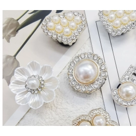 10PCS Shoe Charms ABS Accessories Decorations Clog New Luxury Rhinestone Pearl Beads Diy Buckle Shoes Ornaments For Party Gift