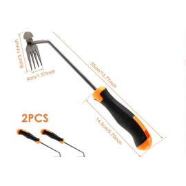 Weed Puller Tool Garden Outdoor Hand Weeding Tool Removal Farmland Puller 4 Teeth Weed Remover Rake for Yard Farm Weeding